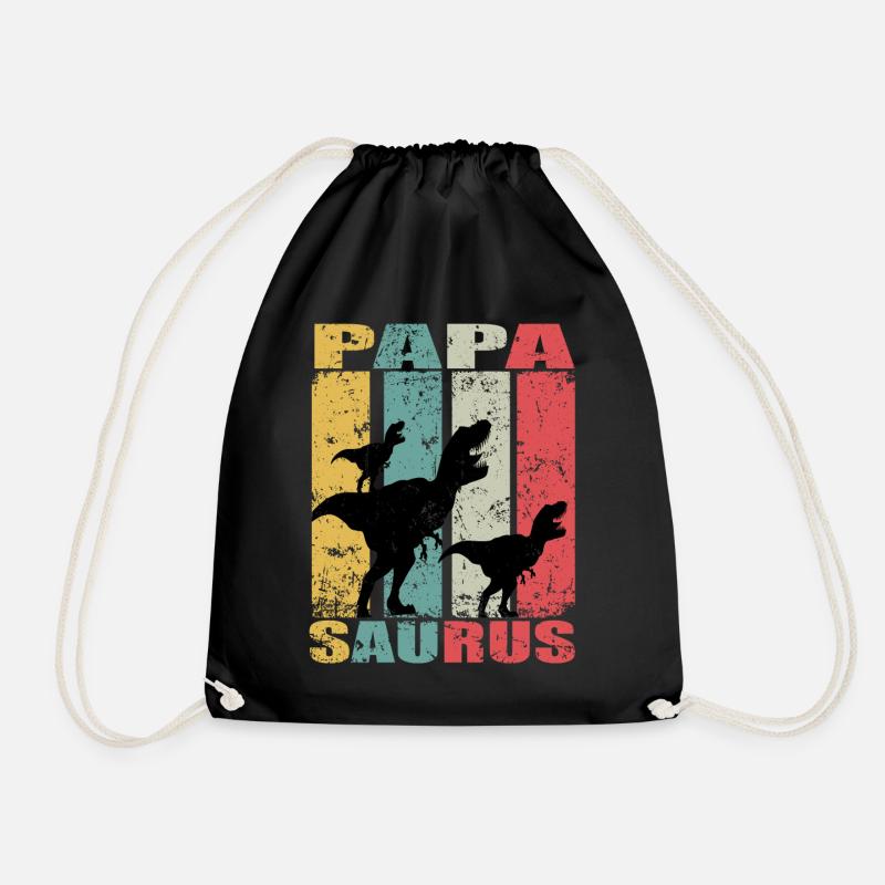 Papasaurus Dinosaurier Dino Zwillinge Papa Saurus - Turnbeutel - Schwarz