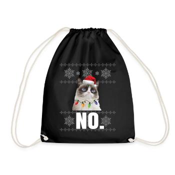 Grumpy Xmas Cat No Ugly Christmas Cats Gifts - Turnbeutel - Schwarz - Vorne