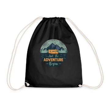 Camping And The Adventure Begins - Drawstring Bag - black - Front