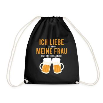 Bier Trinken Frau Spruch - Turnbeutel - Schwarz - Vorne