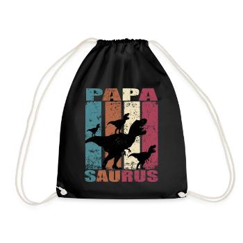 Papa Saurus Dinosaur Dino Twins Papasaurus - Drawstring Bag - black - Front