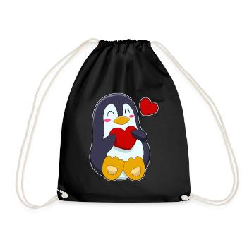 Pinguin Herz - Turnbeutel - Schwarz - Vorne