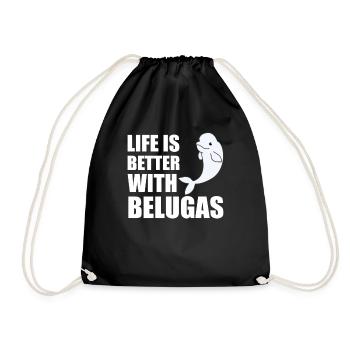 Beluga baleine doux animaux pour les enfants - Sac de sport léger - noir - Devant