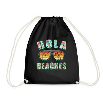 Hola Beaches Top Retro Summer Beach Sunglasses - Drawstring Bag - black - Front