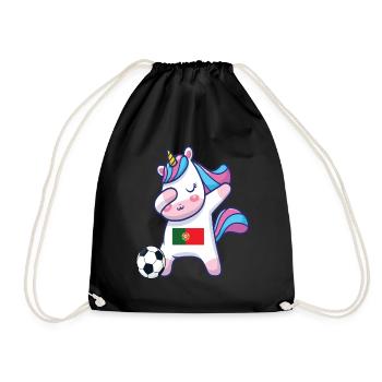 Dabbing Unicorn Football Portugal - Drawstring Bag - black - Front