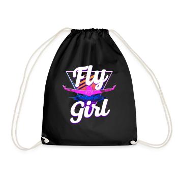 Swimmer Swim Fly Girl Butterfly - Drawstring Bag - black - Front