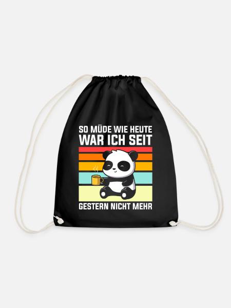 Panda Müde Faulenzer Faulenzen Pandabär Lustige Sp - Turnbeutel - Schwarz