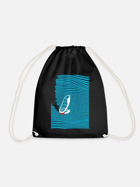 Windsurfers Windsurfing Wave - Drawstring Bag - black