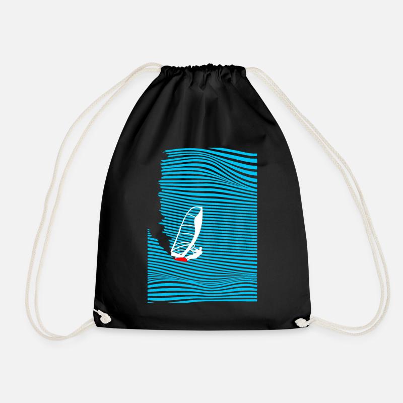 Windsurfers Windsurfing Wave - Drawstring Bag - black