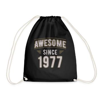 Awsome since 1977 vintage birthday - Drawstring Bag - black - Front