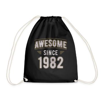 Awsome since 1982 vintage birthday - Drawstring Bag - black - Front