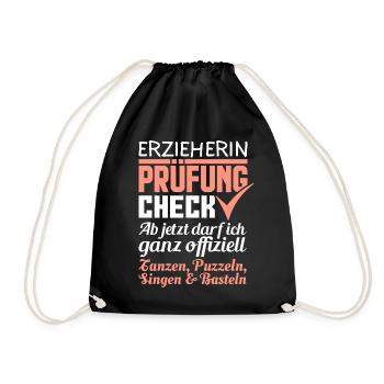 Erzieherin Prüfung Bestanden Geschenk - Turnbeutel - Schwarz - Vorne