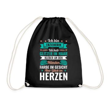 Erzieherin Lustige Erzieherin Spruch Geschenkidee - Turnbeutel - Schwarz - Vorne