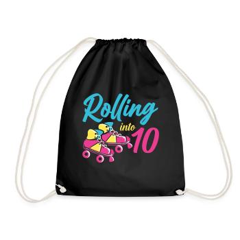 Roller Skates Into 10 Years Let's Roll I'm 10 Roll - Turnbeutel - Schwarz - Vorne