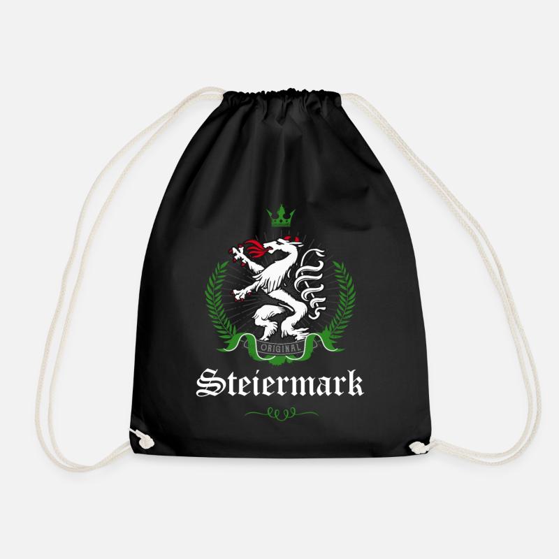 Steiermark Original Wappen Panther Lorbeerkranz - Turnbeutel - Schwarz