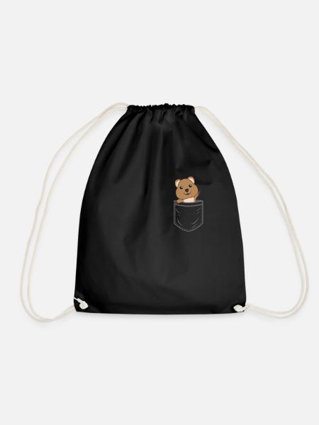 Quokka Tasche Quokkas Brusttasche mit Tier - Turnbeutel - Schwarz