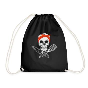 Skull cook with knife and whisk - Drawstring Bag - black - Front