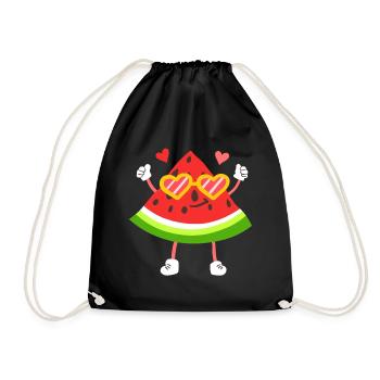 Wassermelone Obst Kawaii - Turnbeutel - Schwarz - Vorne