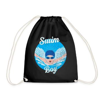 Schwimm Kinder Schwimmer Schwimmen Junge - Turnbeutel - Schwarz - Vorne