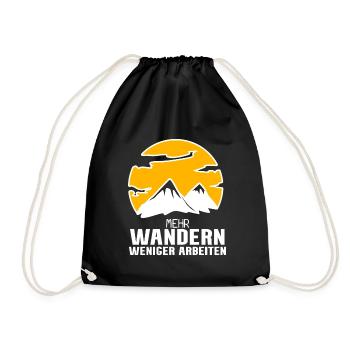 Wandern Berge Wanderer - Turnbeutel - Schwarz - Vorne