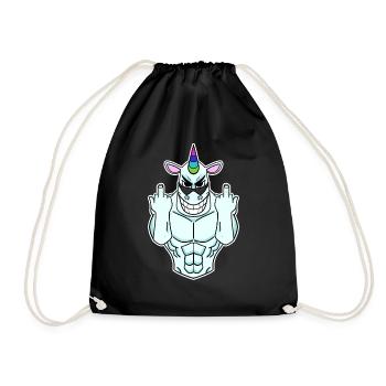 Unicorn middle finger - Drawstring Bag - black - Front