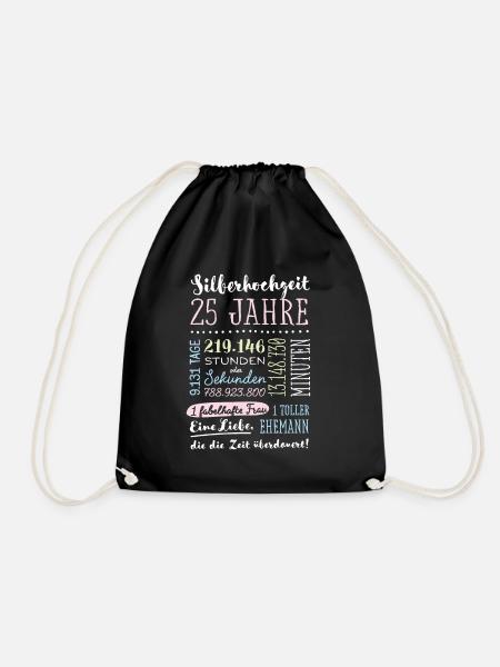 Silberhochzeit 25 Jahre Hochzeitstag Geschenk - Turnbeutel - Schwarz