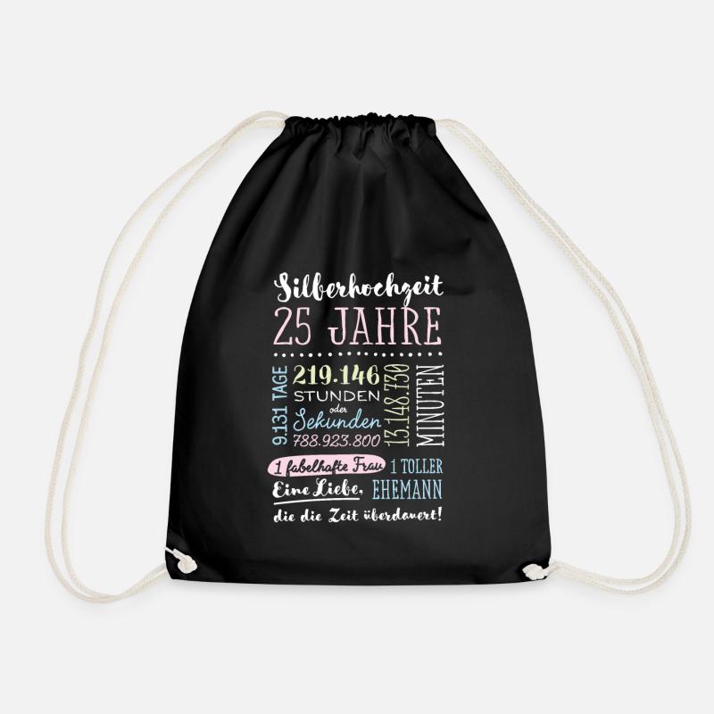 Silberhochzeit 25 Jahre Hochzeitstag Geschenk - Turnbeutel - Schwarz