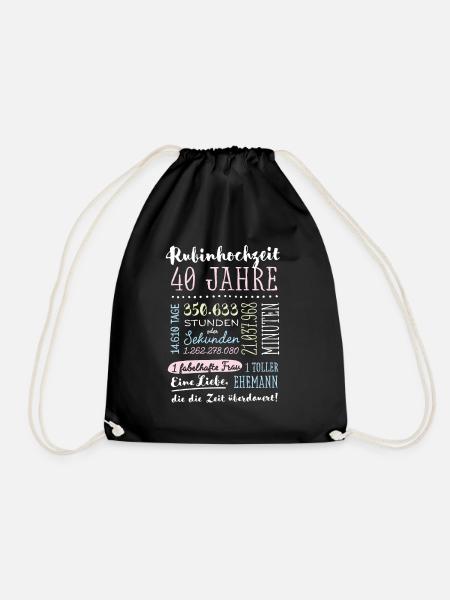 Rubinhochzeit 40 Jahre Hochzeitstag Geschenk - Turnbeutel - Schwarz