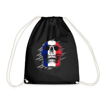 Drapeau de la France Skull - Sac de sport léger - noir - Devant