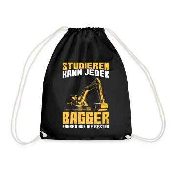 Baggerfahrer Bagger Spruch - Turnbeutel - Schwarz - Vorne