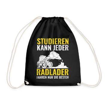 Radlader | Bauarbeiter Geschenke - Turnbeutel - Schwarz - Vorne