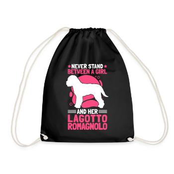 Girl with Lagotto Romagnolo Truffle Dog - Drawstring Bag - black - Front