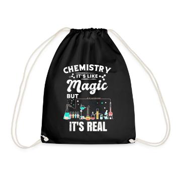 Chemistry gift chemist science molecule atom - Drawstring Bag - black - Front