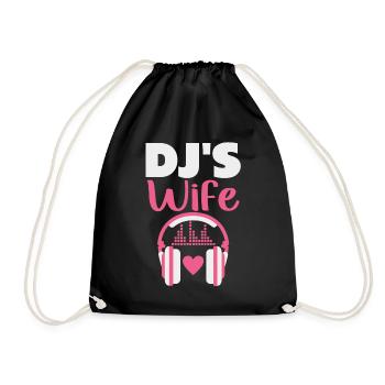 DJ's Wife Disc Jockey Girlfriend Music Headphones - Drawstring Bag - black - Front