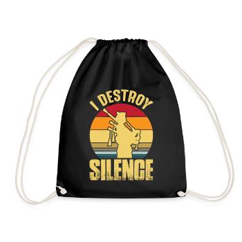 Dudelsack Destroy Silence Sackpfeife Retro - Turnbeutel - Schwarz - Vorne