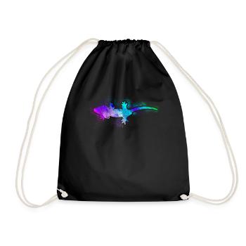 Crested Gecko Watercolor - Drawstring Bag - black - Front