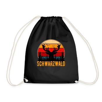 Schwarzwald Retro Hirsch Schwaben Schwarzwälder - Turnbeutel - Schwarz - Vorne