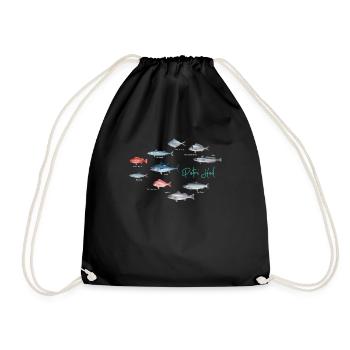 Angler Design mit diversen Fischarten Petri Heil - Turnbeutel - Schwarz - Vorne