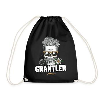 Grantler Totenkopf Bayern Bua Bayrischer Dialekt - Turnbeutel - Schwarz - Vorne
