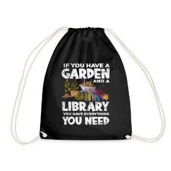 Garten Gartenarbeit Bücher Lesen Geschenk - Turnbeutel - Schwarz - Vorne