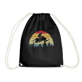 Retro snowmobile Skidoo snowmobile - Drawstring Bag - black - Front
