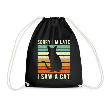 Cat funny saying - Drawstring Bag - black - Front