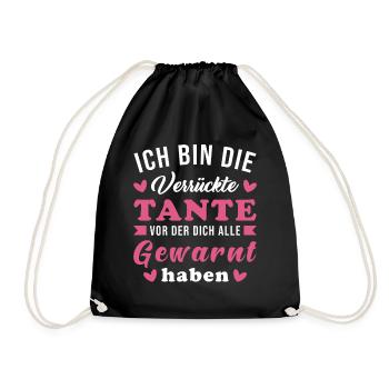 verrückte Tante Spruch Geschenk für Tante - Turnbeutel - Schwarz - Vorne