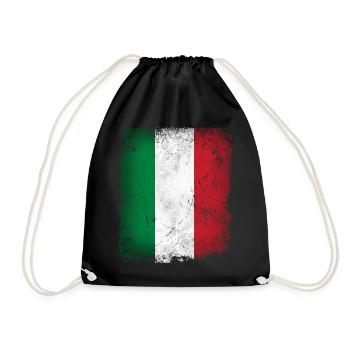 Italien Fahne Flagge Italy Italia Fußball Fan - Turnbeutel - Schwarz - Vorne