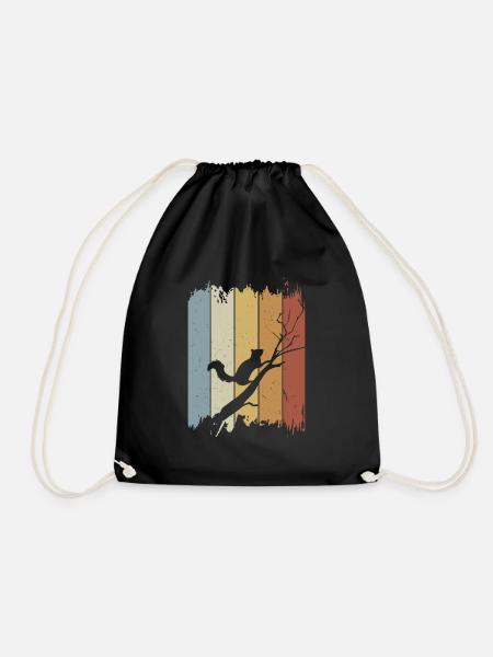 Retro Vintage Eichhörnchen Silhouette - Turnbeutel - Schwarz