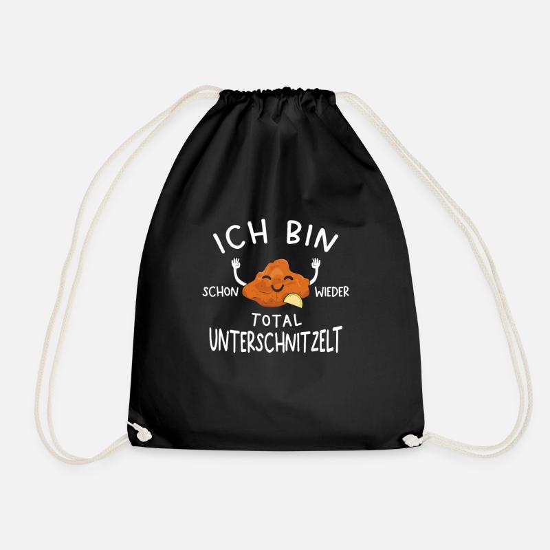 Bin schon wieder total unterschnitzelt Schnitzel - Turnbeutel - Schwarz