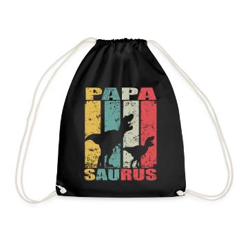 PapaSaurus Dinosaur Baby Families Papa Saurus - Drawstring Bag - black - Front
