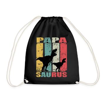 PapaSaurus Dinosaur Baby Families Papa Saurus - Drawstring Bag - black - Front
