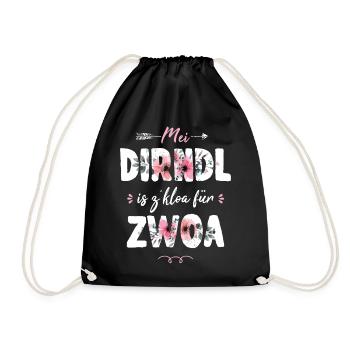 Mei Dirndl is z'kloa für Zwoa Schwangerschaft - Turnbeutel - Schwarz - Vorne