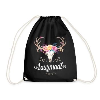 Lausmadl Hirsch Tracht Dirndl bayrisches Madl Süß - Turnbeutel - Schwarz - Vorne